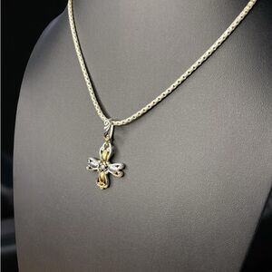 Vintage Premier Designs Two-Tone Cross Necklace